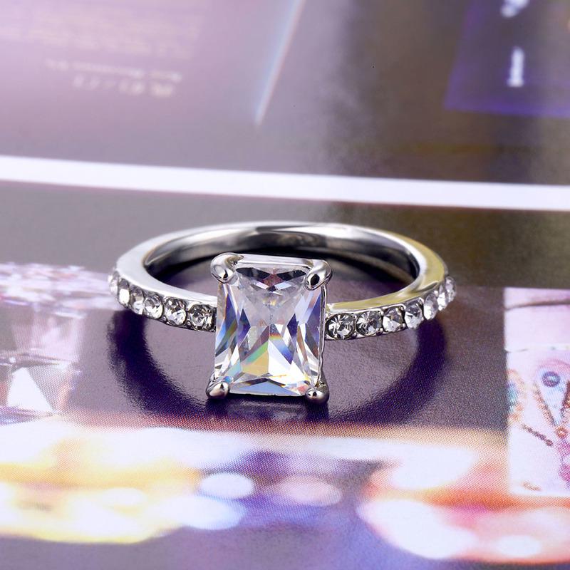 Fashion Square White Zircon Ring Women Jewelry Boda Fashion Square White Zircon Ring Women Jewelry Boda