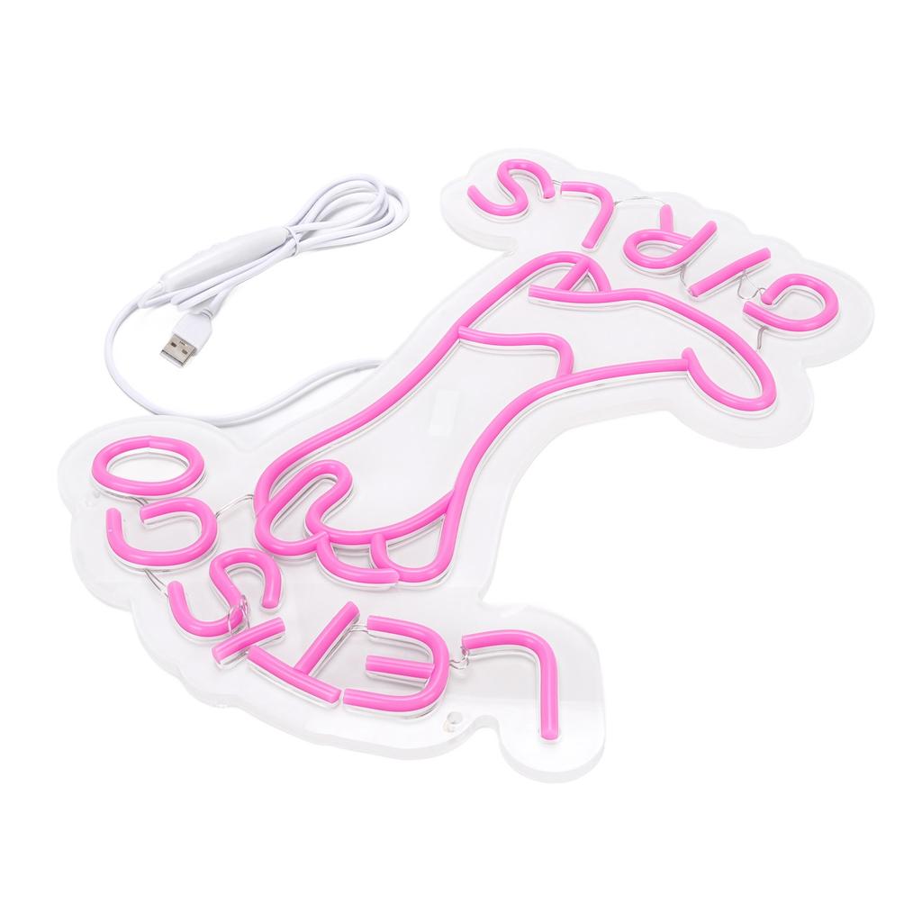 LED Neon Light Lets Go Girls Boot Sign Wall Decoration for Bachelor Birthday Party Photography Prop