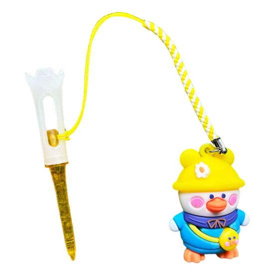 Kreslená kachna Držák na golfová odpaliště s provázkem proti ztrátě Průhledná plastová PVC odpaliště pro konzistentní odpaly Zábavné novinkové golfové příslušenství