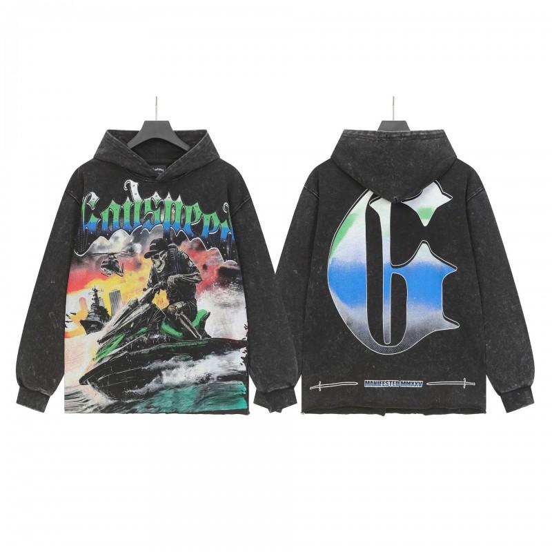 Unisex Vintage Washed Hoodie With Skull Print Loose Fit Streetwear Cotton Sweatshirt Men Women