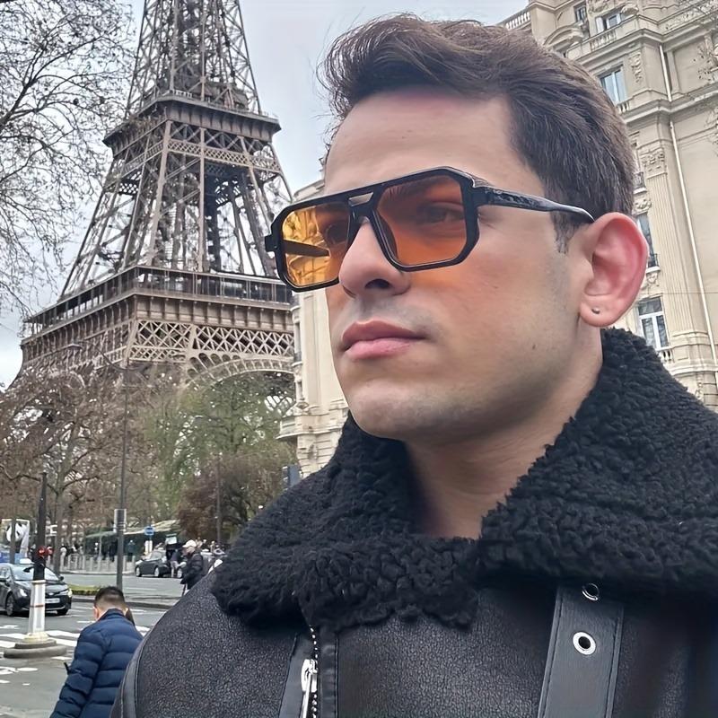 Non-polarized Men Square Double Bridge Sunglasses Casual, Daily Wear, PC Frame & Lens, Decorative, Driving Fishing Glasses