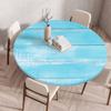 Wooden Patterns Round Table Cover Waterproof Oilproof Stain-Resistant Print Elastic Tablecloth for Kitchen Home Dustproof Decor