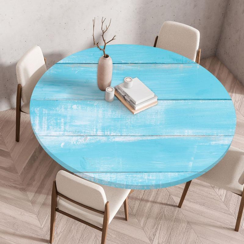 

Wooden Patterns Round Table Cover Waterproof Oilproof Stain-Resistant Print Elastic Tablecloth for Kitchen Home Dustproof Decor (as the picture,60cm)