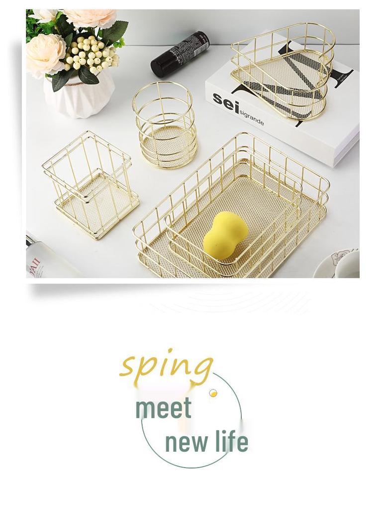 Nordic Iron Art Desktop Organizer and Jewelry Storage Basket