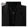 Stylish Women Lariat Necklace Y-Drop Elegant Sweater Triangle Pendant Adjustable