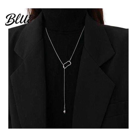 Stylish Women Lariat Necklace Y-Drop Elegant Sweater Triangle Pendant Adjustable