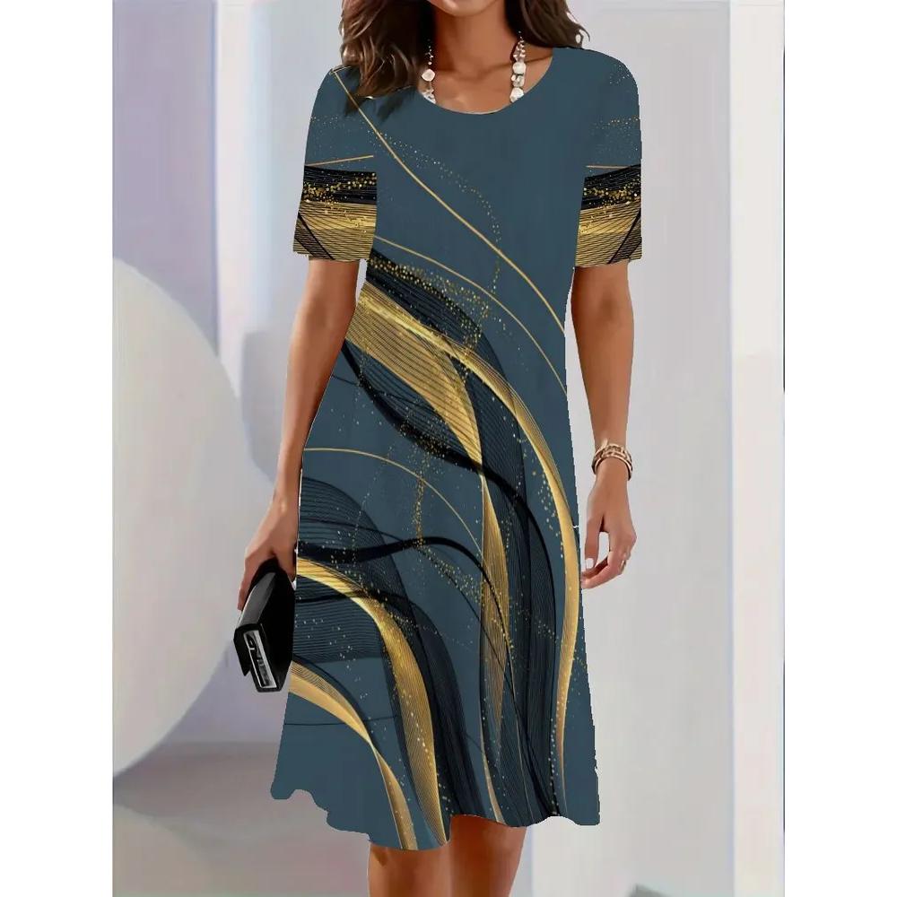 Fashion Versatile Flower Print Dress Casual Loose Comfortable Casual Dresses