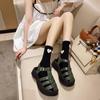Thick -Soled Sponge Cake Toe Sandals Women 'S  New Summer Explosion Style With Skirt Roman Shoes Soft Bottom Super