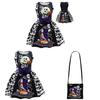 The Nightmare Before Christmas Halloween Girl Dress With Cartoon Pattern And Accessories For Kids