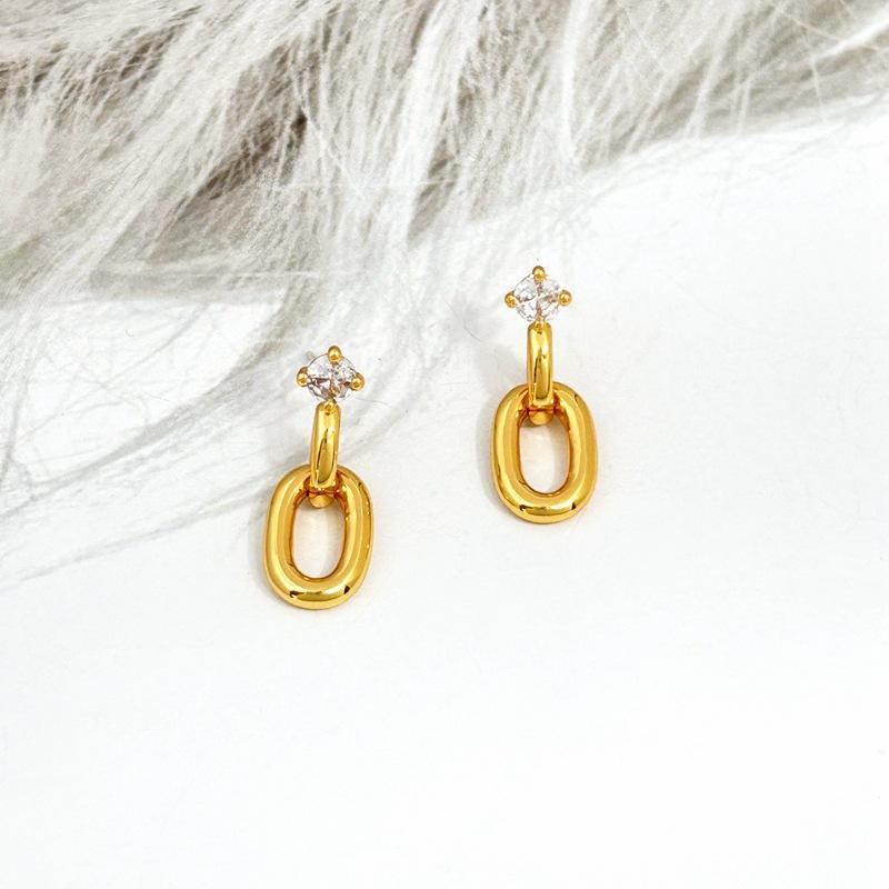 Manufacturer S Supply Fashion Oval Earrings, Slightly Inlaid Zircon Earrings, Spot Women золотой