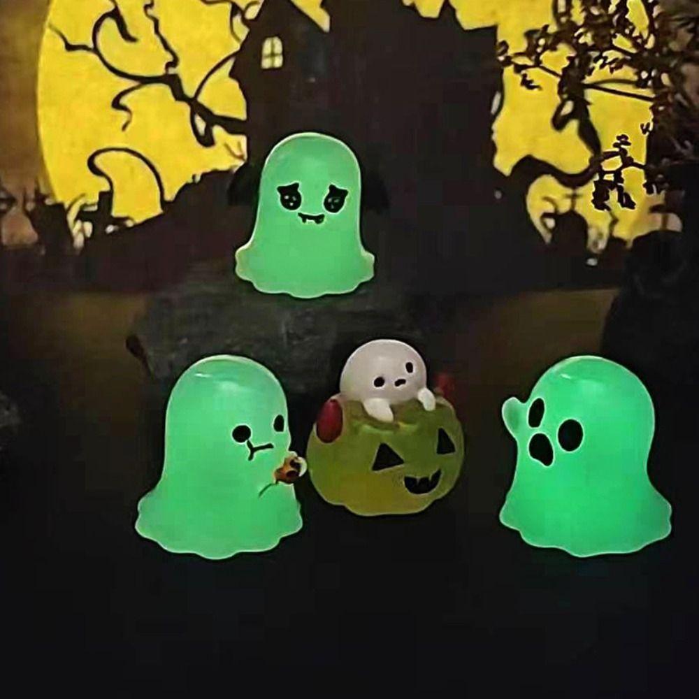 6pcs Set Glow In Dark Luminous Resin Figurines Cartoon Design Glow In Dark Figurines  Party Decor