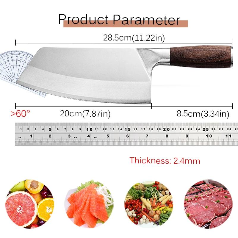 Multi-purpose Kitchen Chef Chopping Knife Kitchen Accessories Fruit Slicing Vegetale Cutter Meat Cleaver Knife with Cover