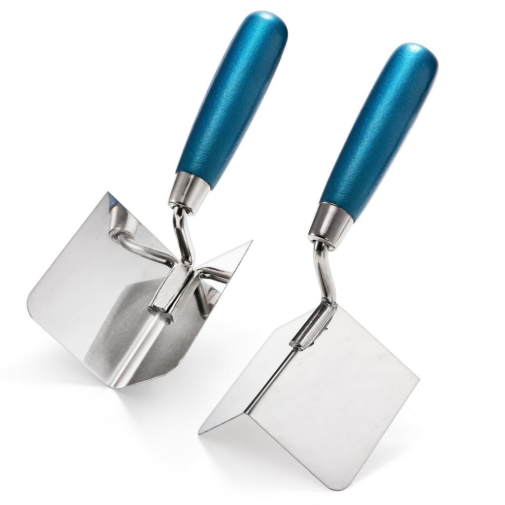 Corner Set - Internal and External Angle Trowels for Wall Corners, Wood Handle, 2 Pack