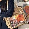 Y2K Women Ita Backpacks Fashion DIY Badge Knapsack Cute Girl Transparent Pocket Casual Nylon Large Capacity Shoulder Bag Handbag