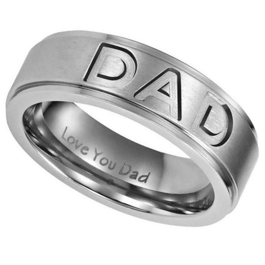Mens Father Titanium Ring Engraved Love You Dad Engraved Gift for Christmas Birthday Fathers Day Unique Mens Rings 2X2X0.5CM