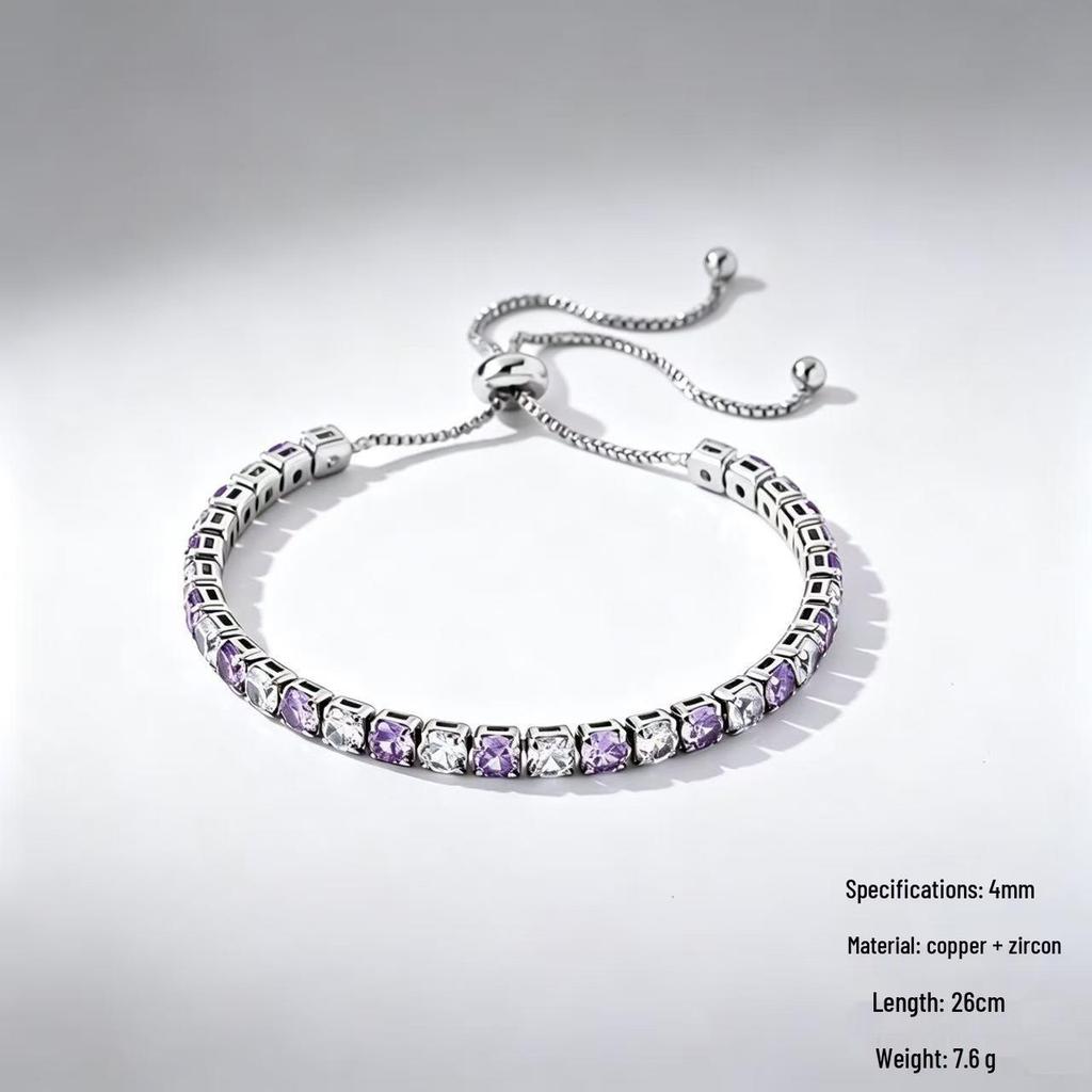 Dames Enkele Rij Diamant Kleurrijke Zircon Polka Dot Kristal Armband