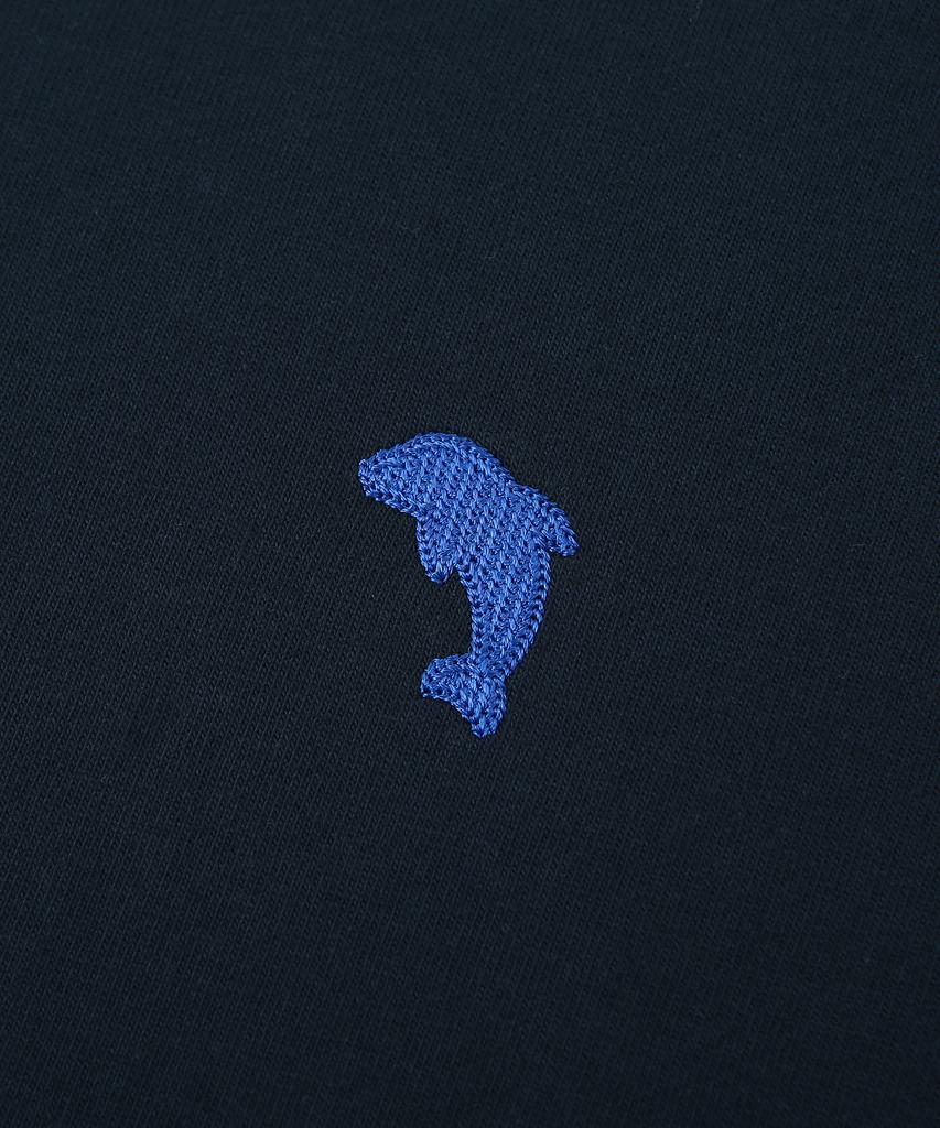 DOLPHIN WAVE APPAREL [3-Pack] Dolphin Mini Chain Embroidery 16-Count Short Sleeve T-Shirt Navy & White & Black
