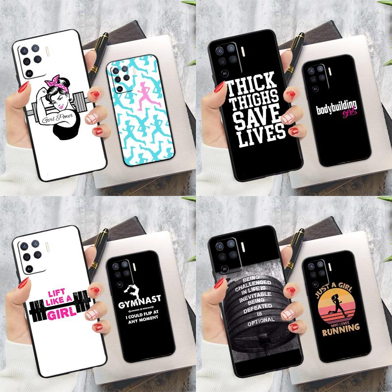 Fitness Girl Gym Case For Oppo A15 A16 A17 A52 A72 A76 A96 A74 A94 A53 A54S A57S A58 A78 A98 A77 Phone Cover