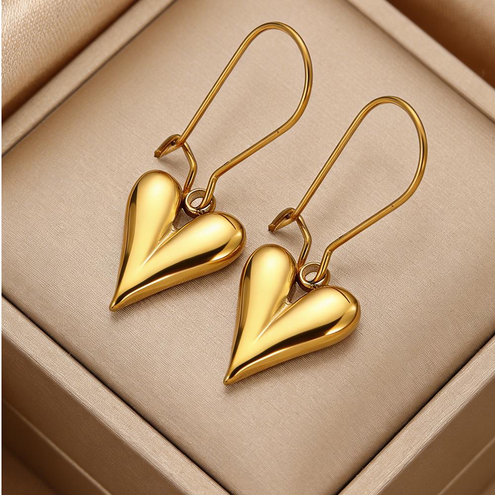 Classic Stainless Steel Heart Hoop Earrings for Women Punk Hip Hop Gold Silver Color Y2K Female Earrings Party Jewelry Gifts