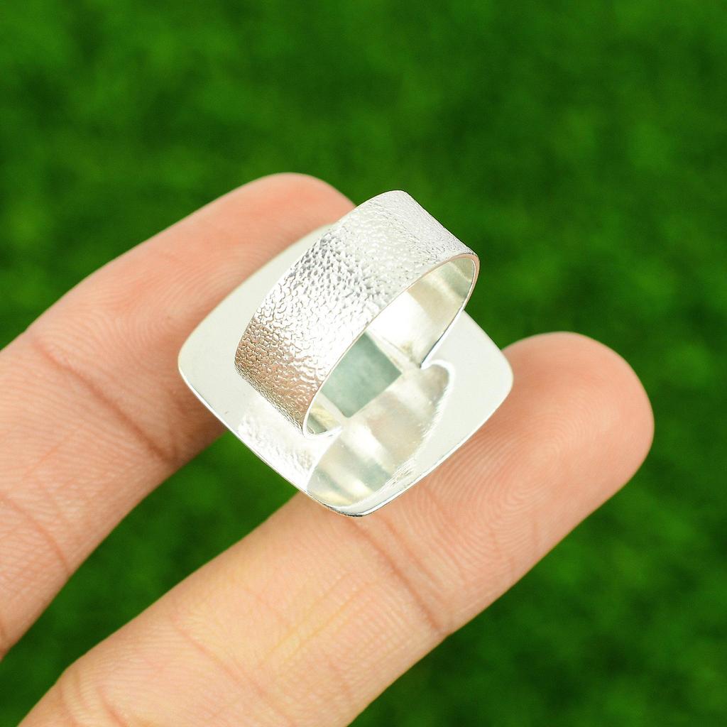Natural Amazonite Bezel Stackable Ethnic Ring Jewelry 925 Sterling Silver US 9.5