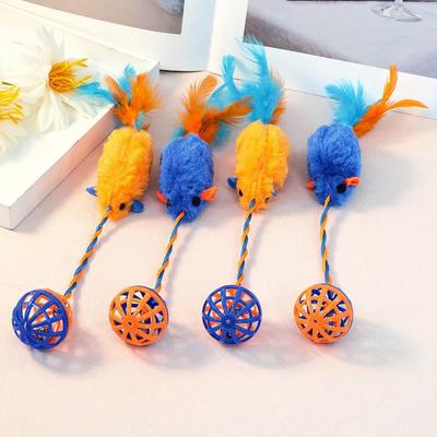 1pc Plush Squirrel With Bell Rope Chew Biting Self-Entertainment Interactive Cat Toy, For Pets Only