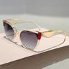 Oversized Cat Eye Sunglasses Women Fashion Vintage Patchwork Rim Gradient Shades Trendy Brand Design Anti-UV Sun Glasses
