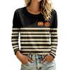 Women's Casual Long Sleeve Halloween Print Neck T-Shirt