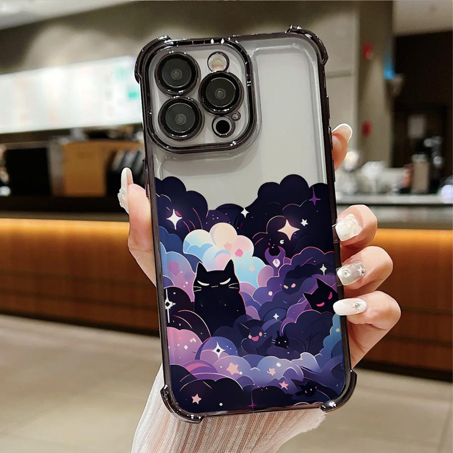 

Чехол для телефона Кошка Звездная ночь для Apple iPhone 17 Pro Max 16e 11 13 12 Plus 16 Pro 15 Air 14 iPhone17 Pro