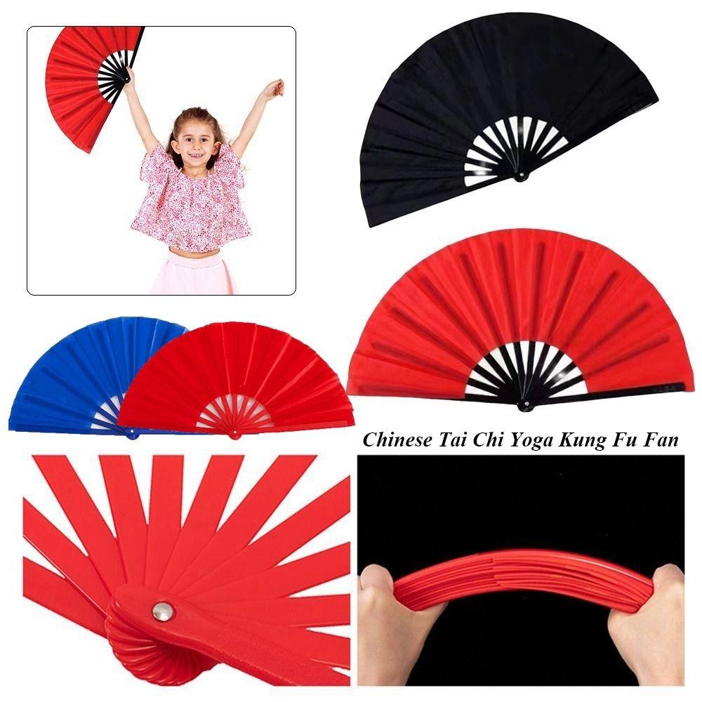 Plastic Bone Chinese Tai Chi Yoga Kung Fu Fan 33cm Hand Folding Stage Fan  Wedding Party Decor
