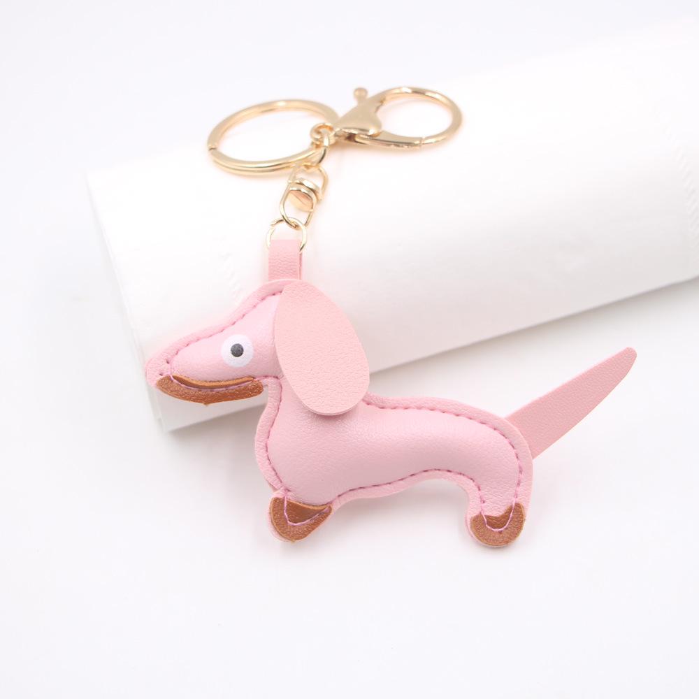Charm de Couro Dachshund Desenho Animado em Estoque, Chaveiro de Cachorro e Acessório para Capa de Celular