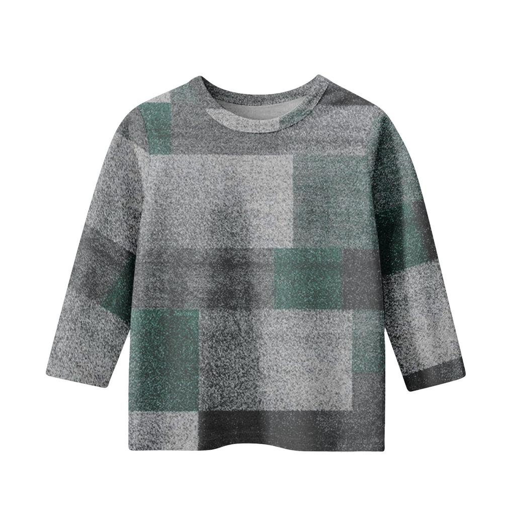 Children's 3/4 Sleeve Tops Casual  Print T Shirt Round Neck Pullover Blouse