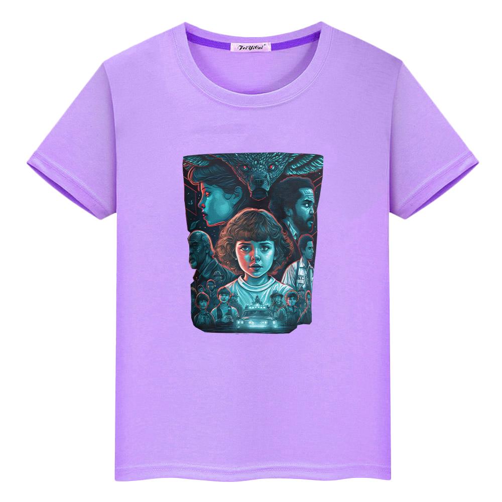 T-Shirt für Kinder Junge 10 Jahre Stranger Things Druck 100% Baumwolle Anime T-Shirts y2k One Piece Kawaii Kurze Tops T-Shirt Kinderkleidung Mädchen