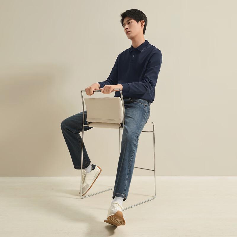 Seven Wool Blend Jacquard Long-Sleeve Polo Shirt