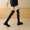 Krazing Pot Microfiber Autumn Winter Shoes Med Heels Flat Platform Size 42 Over-the-knee Boots Slip On Punk Style Elastic Thigh High Boots