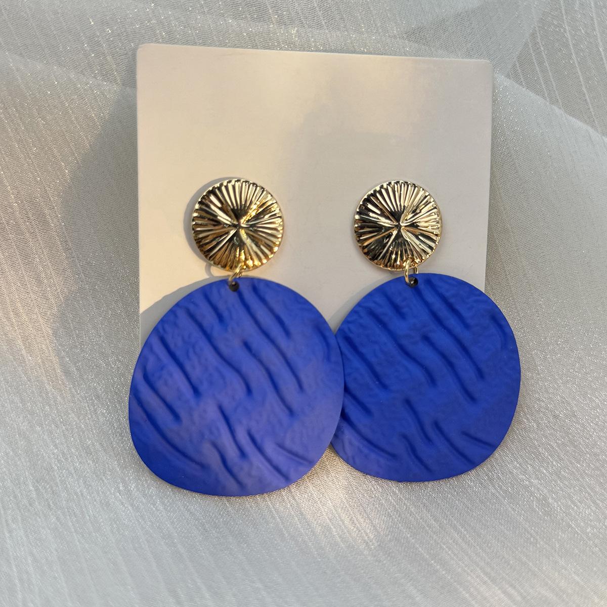 Personalized Geometric Irregular Oval Earrings, Creative Metal Colored Geometric Square Hollow Earrings