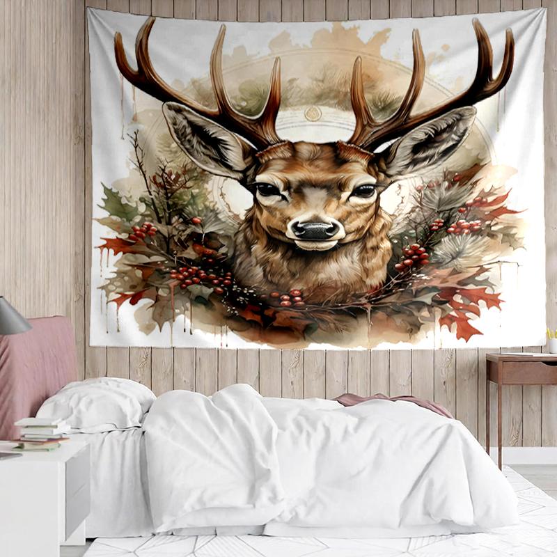 Christmas-reindeer Print Tapestry, Backdrop, Easy Setup, Ideal for Bedroom, Office & Living Room, with Aesthetic Wall Hanging Decor.