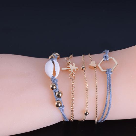 

5Pcs/Set Women Conch Leaf Love Heart Chain Bracelets Bangles Jewelry