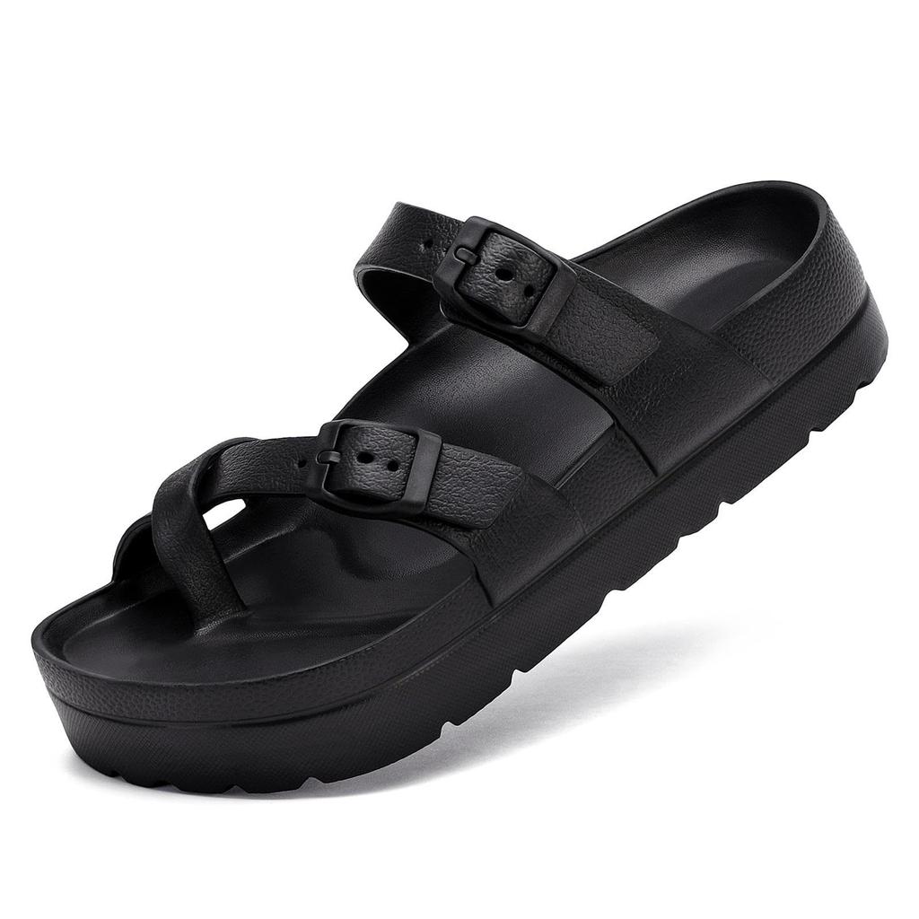Soft Sole Women Clip Toe Slippers Concise Solid Color Non Slip Flat Shoes Comfortable Lightweight Beach Sandals