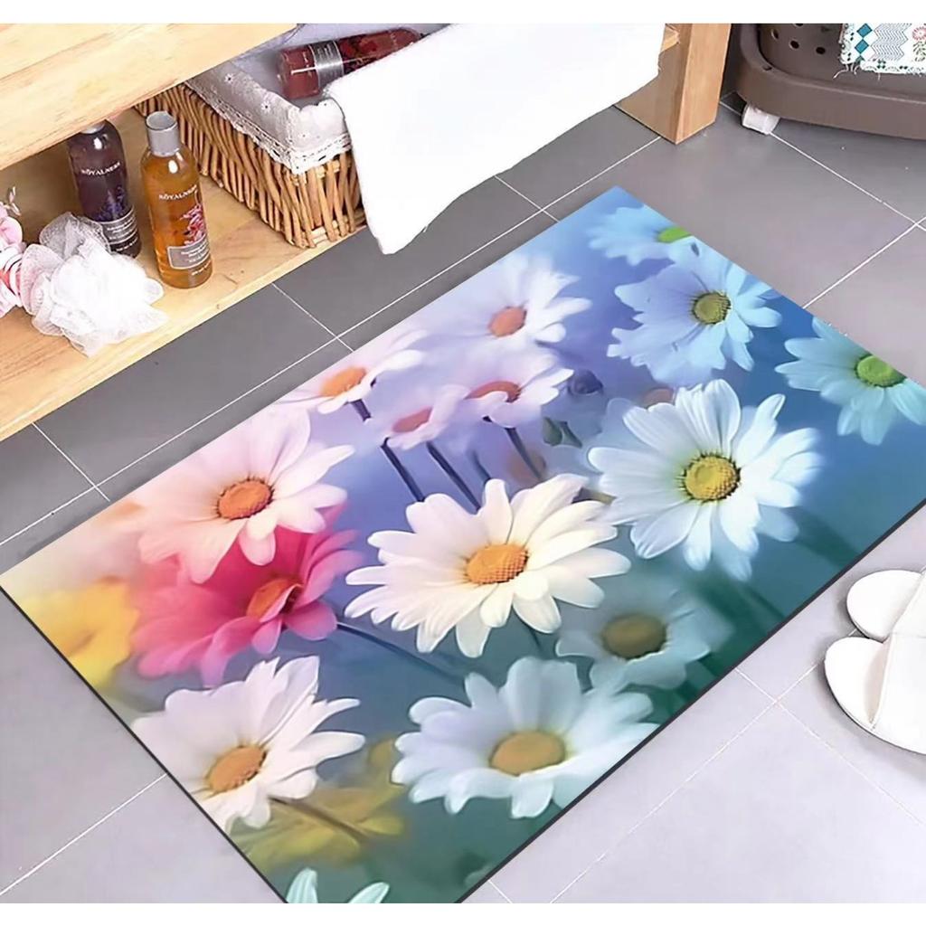 Diatom Printing Bathroom Thickening Mat Bath Non-slip Carpets In Wash Basin Bathtub Side Floor Rug Shower Room Doormat Memory Foam 3D Pad
