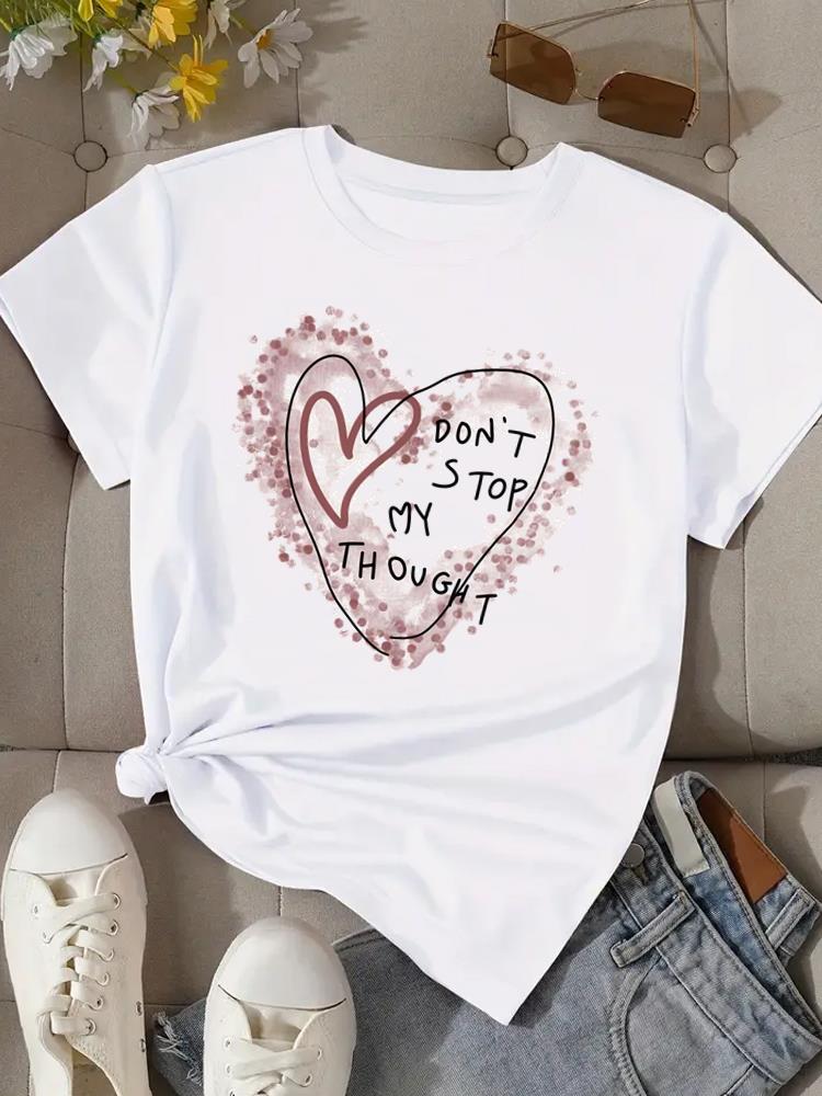 (Asian Size) Flower Watercolor Cute Women Clothing T Shirt Woman Top Fashion Female Short Sleeve Graphic T-shirts Print Tee