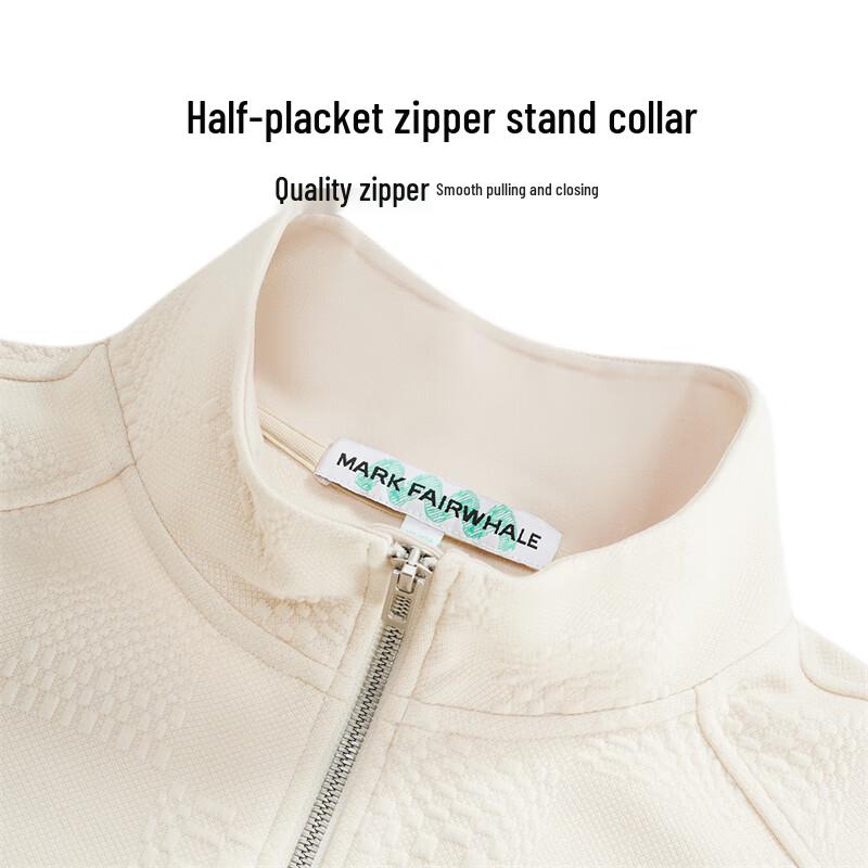 Mark Fairwhale Men's Textured Jacquard Stand Collar Half-Zip Sweatshirt