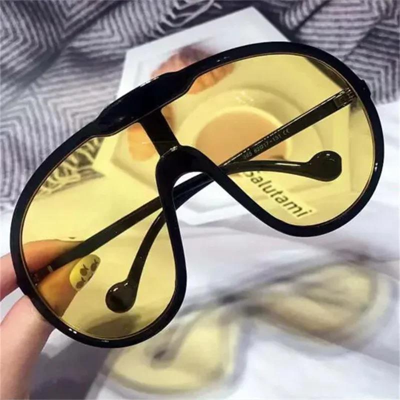Vintage One Piece Sunglasses For Women New Fashion Oversized Sun Glasses Female Elegant Shades Uv400
