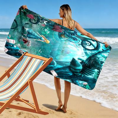 Dreamy Alice Adventure 2D Flat Print Beach Towel, Large Soft Quick Dry Towel for Beach Camping SwimmingSSTJ0917428