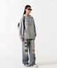 Odsd Pigment Damaged Overfit Hoodie - Light Gray