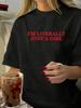 Women'S "I'm Literally Just A " Graphic Sleeve T-Shirt Black with Red Text Perfect for Spring Summer Fashion Aesthetic Clothes