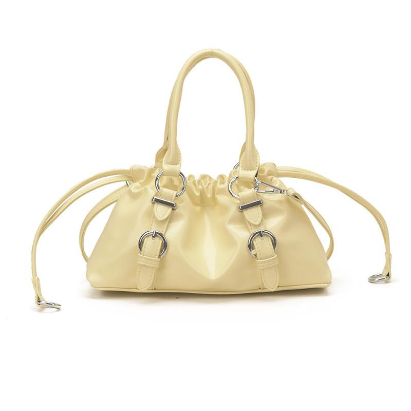 IELGY Soft Leather Pleated Portable Cloud Bag Shoulder Crossbody Female Bag