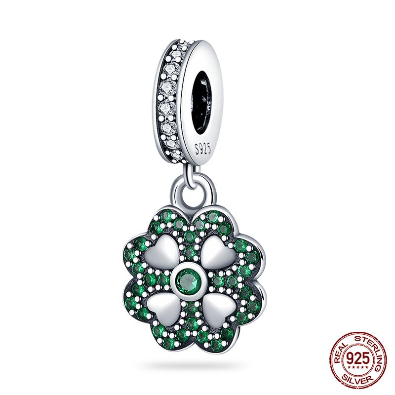 Copper Tree Of Life Four-Leaf Clover Green Series Charms Beads Fit Qikaola Original Bracelet Diy Jewelry Making