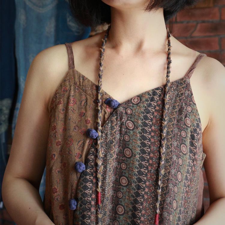 Retro Patchwork Lockeres Camisole-Kleid – Fallen Ancient Mud Design