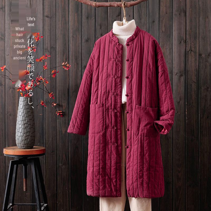 Женская зимняя толстая теплая хлопковая ветровка в ретро-стиле со стойкой L красный