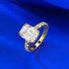 Mooijing S925 Silver Rock Candy Ring with 9x12mm Rectangular White Diamond - Trendy European & American Style